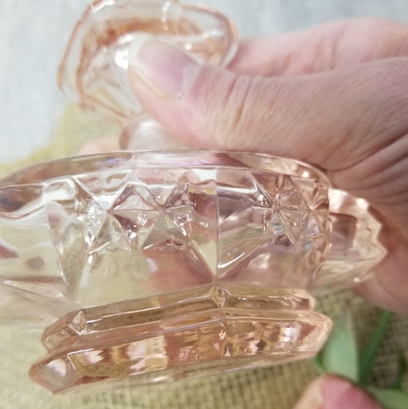 Vintage Pink Glass Perfume Bottle With Rose Stopper - Picture 11 of 16